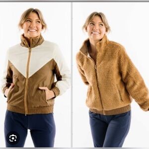 Reversible Sherpa & Windbreaker Jacket - Brown/Cream